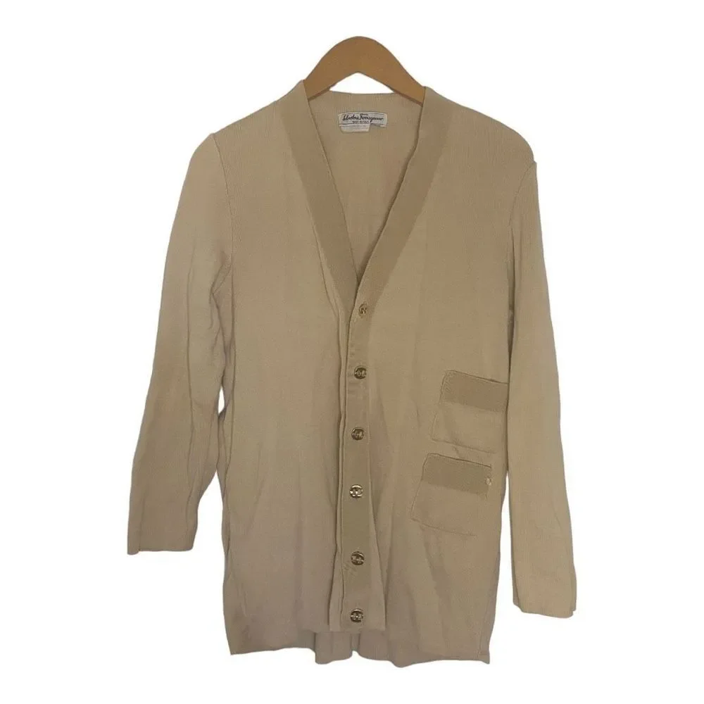 Salvatore Ferragamo Vintage Cotton Cardigan - Picture 1 of 5